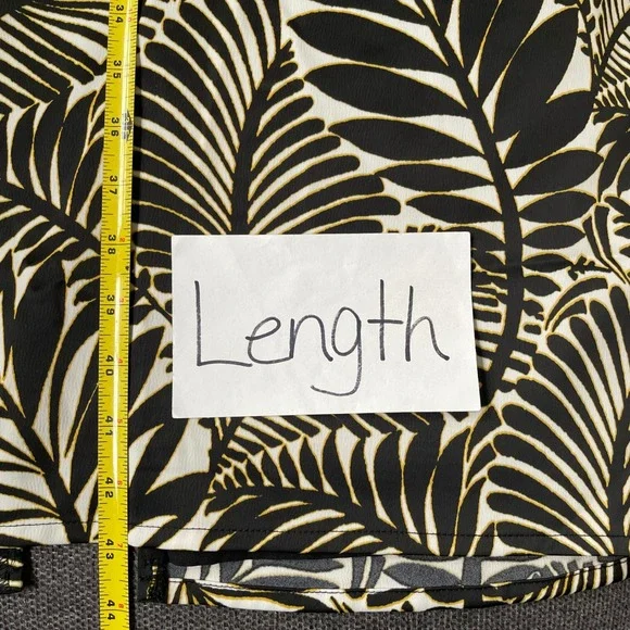 Avec Les Filles Halter Midi Dress Palm Leaf Tropical Size 10 Satin Black Gold - Picture 9 of 13